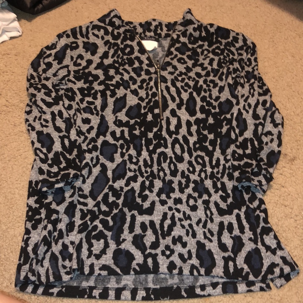 Bali Leopard Print Zip Up Blouse